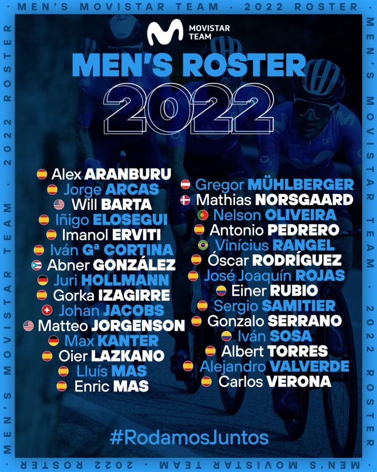 Equipo Completo del Movistar Team para la temporada 2022.